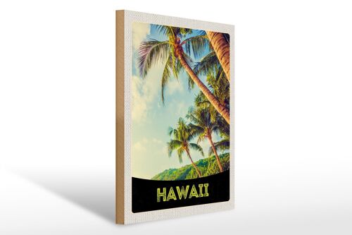 Holzschild Reise 30x40cm Hawaii Insel Strand Palmen Meer