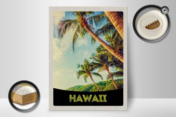 Panneau en bois voyage 30x40cm Île d'Hawaï plage palmiers mer 2