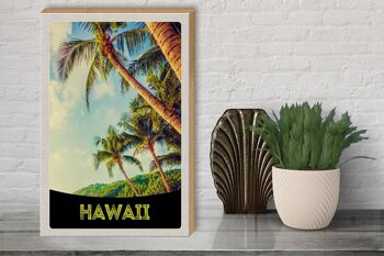 Panneau en bois voyage 30x40cm Île d'Hawaï plage palmiers mer 3