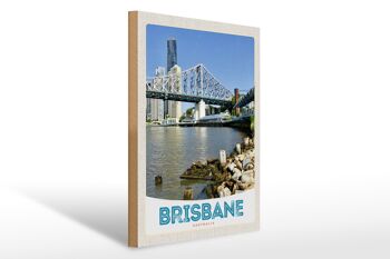 Panneau en bois voyage 30x40cm Brisbane Australie centre ville 1