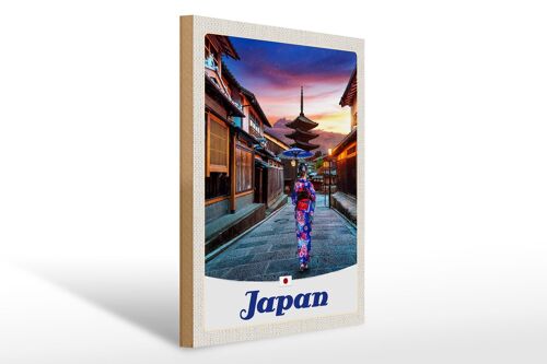 Holzschild Reise 30x40cm Japan Asien Japanerin Tradition