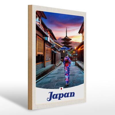 Cartel de madera viaje 30x40cm Japón Asia Tradición mujer japonesa