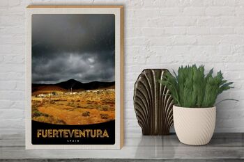 Panneau en bois voyage 30x40cm Fuerteventura Espagne montagnes du désert 3