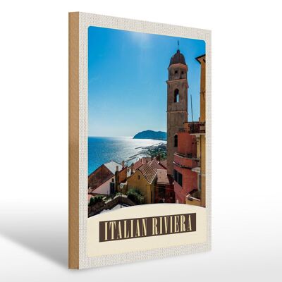 Cartello da viaggio in legno 30x40 cm Italia Riviera Mare Città Spiaggia