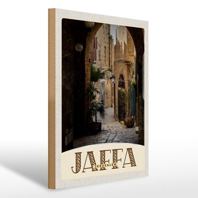 Cartel de madera viaje 30x40cm Jaffa Jerusalén Israel camino de la ciudad