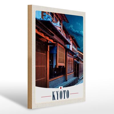 Cartello in legno da viaggio 30x40 cm Kyoto Giappone Asia vacanza in città