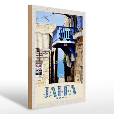 Cartel de madera viaje 30x40cm Jaffa Jerusalén Israel ciudad mar