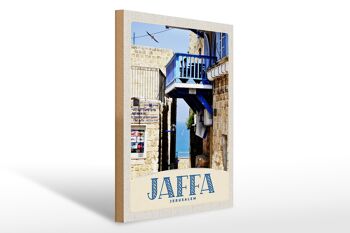 Panneau en bois voyage 30x40cm Jaffa Jérusalem Israël ville mer 1