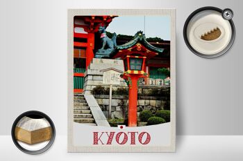 Panneau en bois voyage 30x40cm Kyoto Japon sculpture renard 2