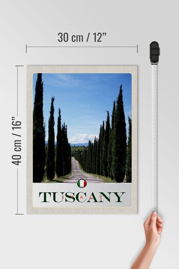 Panneau en bois voyage 30x40cm Toscane Italie rue avenue arbres 4