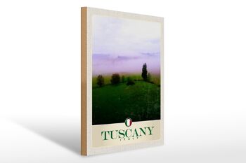 Panneau en bois voyage 30x40cm Toscane Italie montagnes prairie nature 1