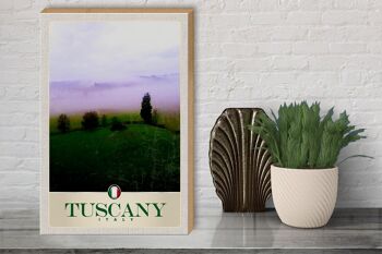 Panneau en bois voyage 30x40cm Toscane Italie montagnes prairie nature 3