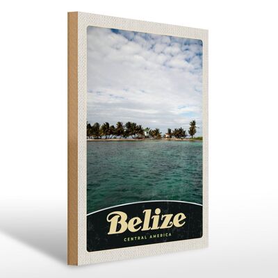 Panneau en bois voyage 30x40cm Belize Amérique Centrale plage