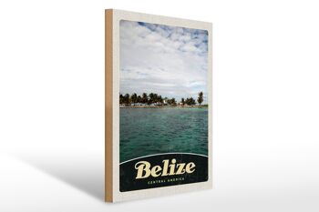 Panneau en bois voyage 30x40cm Belize Amérique Centrale plage 1