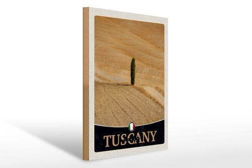 Holzschild Reise 30x40cm Toskana Italien Wüste Baum Sand
