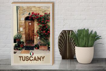 Panneau en bois voyage 30x40cm Toscane Italie porte en bois fleurs 3