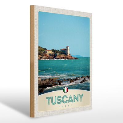 Cartel de madera viaje 30x40cm Toscana Italia mar playa casa