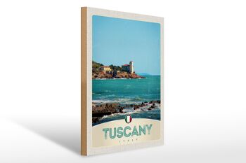 Panneau en bois voyage 30x40cm Toscane Italie mer maison de plage 1