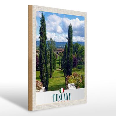 Cartel de madera viaje 30x40cm Toscana Italia jardines árboles