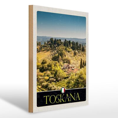 Holzschild Reise 30x40cm Toskana Italien Natur Weinfelder