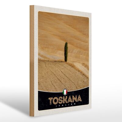 Cartello in legno da viaggio 30x40 cm Toscana Italia campi natura sabbia