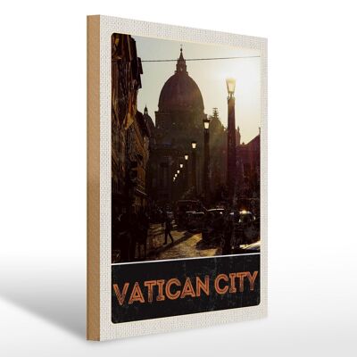 Cartel de madera viaje 30x40cm Ciudad del Vaticano Iglesia Arquitectura