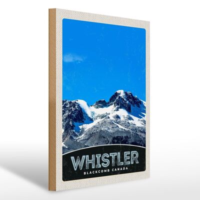 Cartel de madera viaje 30x40cm Whistler Blackcomb Canadá nieve