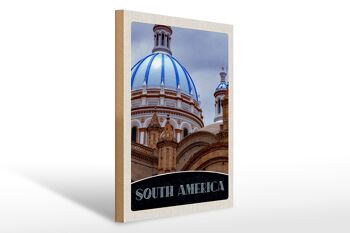 Panneau en bois voyage 30x40cm bâtiment architecture Amérique du Sud 1