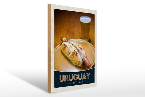 Holzschild Reise 30x40cm Uruguay Süd Amerika Tipical Food