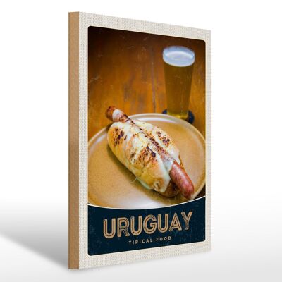 Holzschild Reise 30x40cm Uruguay Süd Amerika Tipical Food