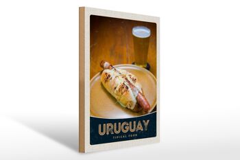 Panneau en bois voyage 30x40cm Uruguay Amérique du Sud Nourriture typique 1
