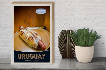 Panneau en bois voyage 30x40cm Uruguay Amérique du Sud Nourriture typique 3