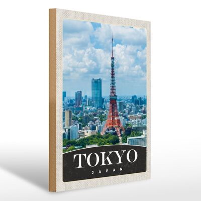 Cartel de madera viaje 30x40cm Tokio ciudad Japón Asia ciudad