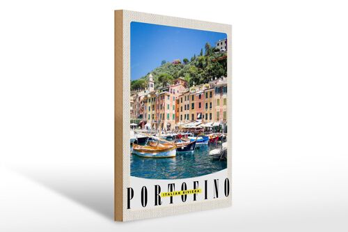 Holzschild Reise 30x40cm Portofino Italien Riviera Meer