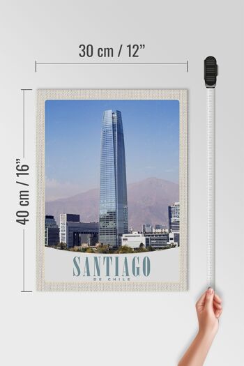 Panneau en bois voyage 30x40cm Santiago du Chili Amérique gratte-ciel 4