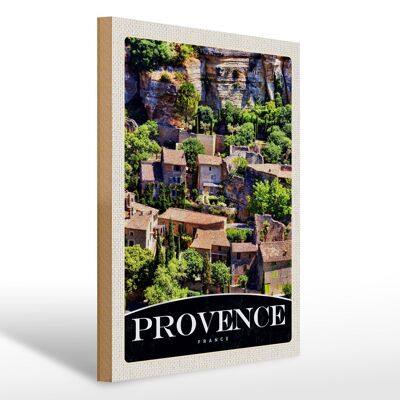 Holzschild Reise 30x40cm Provence Frankreich Natur Gebäude