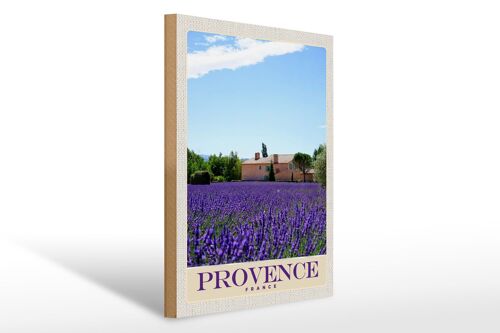 Holzschild Reise 30x40cm Provence Frankreich Natur Haus lila