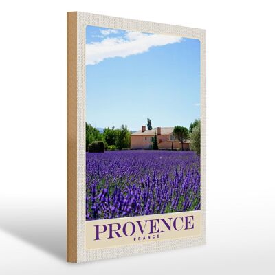 Holzschild Reise 30x40cm Provence Frankreich Natur Haus lila