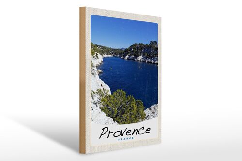 Holzschild Reise 30x40cm Provence Frankreich Meer Gebirge