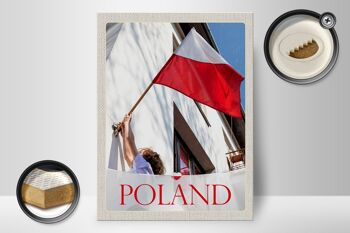 Panneau en bois voyage 30x40cm Pologne Europe drapeau maison vacances 2