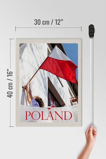 Panneau en bois voyage 30x40cm Pologne Europe drapeau maison vacances 4