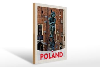 Panneau en bois voyage 30x40cm Pologne Europe sculpture vieille ville 1