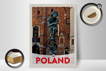 Panneau en bois voyage 30x40cm Pologne Europe sculpture vieille ville 2