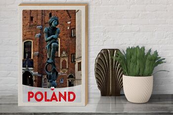 Panneau en bois voyage 30x40cm Pologne Europe sculpture vieille ville 3