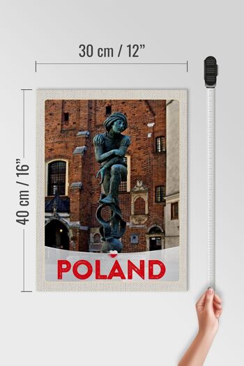 Panneau en bois voyage 30x40cm Pologne Europe sculpture vieille ville 4