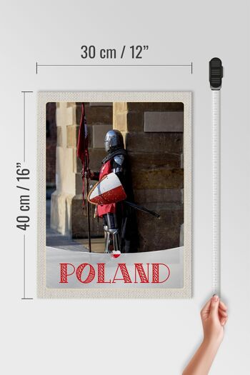 Panneau en bois voyage 30x40cm, drapeau épée de chevalier pologne Europe 4