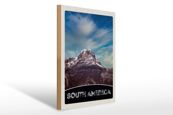 Panneau en bois voyage 30x40cm Amérique du Sud montagnes nature neige 1