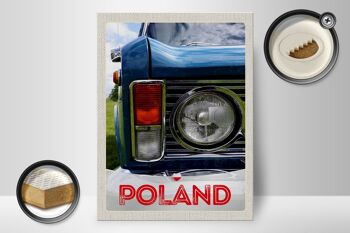 Panneau en bois voyage 30x40cm Pologne Europe voiture vintage années 90 2