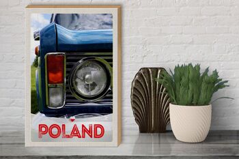 Panneau en bois voyage 30x40cm Pologne Europe voiture vintage années 90 3