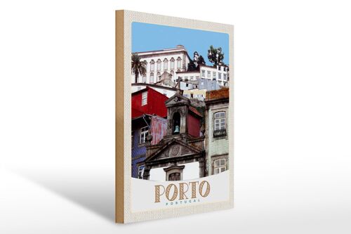 Holzschild Reise 30x40cm Porto Portugal Stadt Europa Urlaub